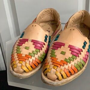 ❤️ Youth Calzado Mexican Huaraches Leather Multi Color Mule Loafer Sandals Sz 2